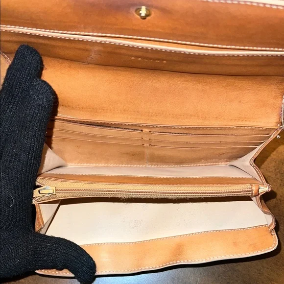 Celine Beige and Brown Patterned Wallet